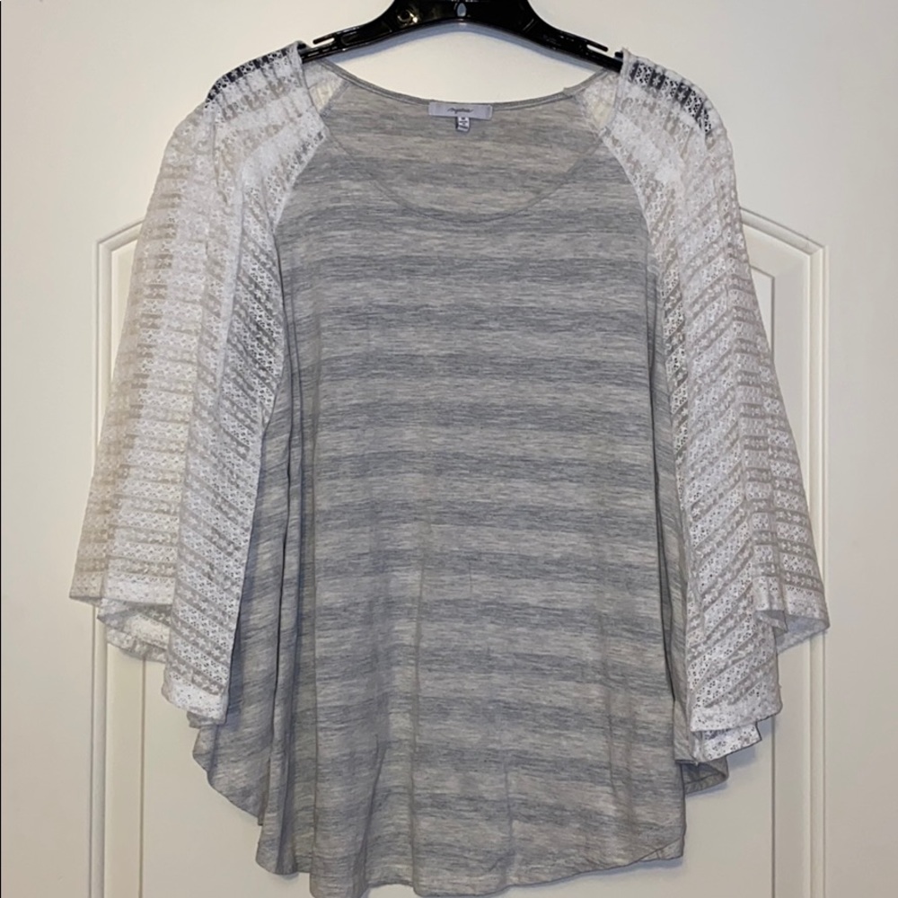 Mystree Shawl Top with Stripes & Lace